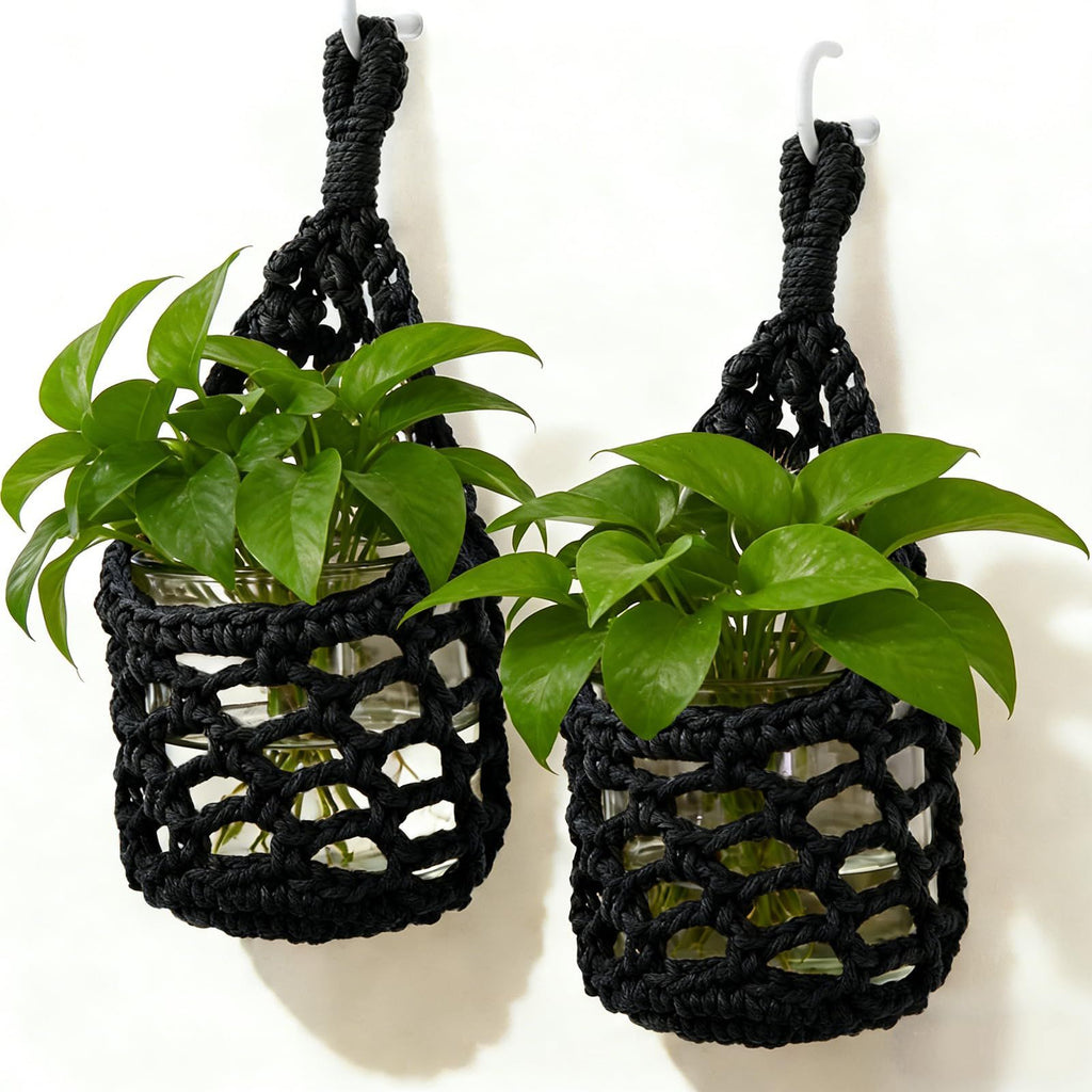 Handwoven Hanging Planter Set for 10 cm Pots – Brown