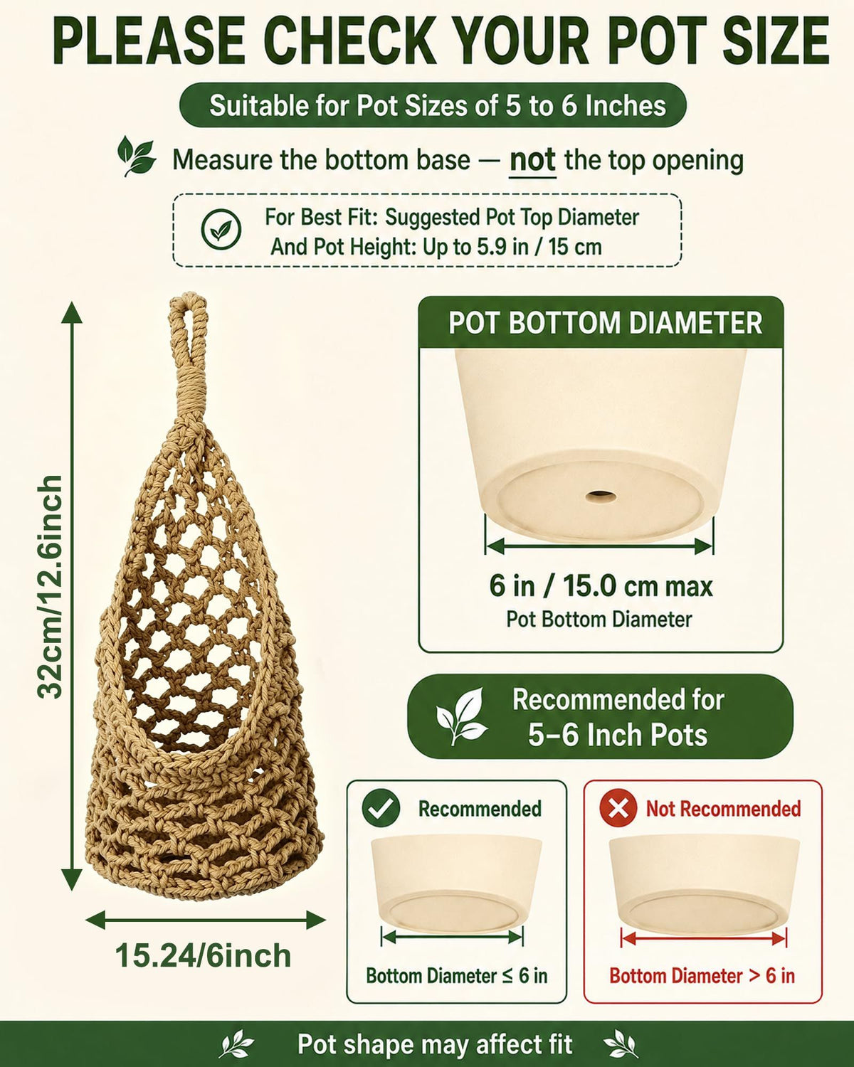 Handwoven Hanging Planter Set for 15 cm Pots – Brown