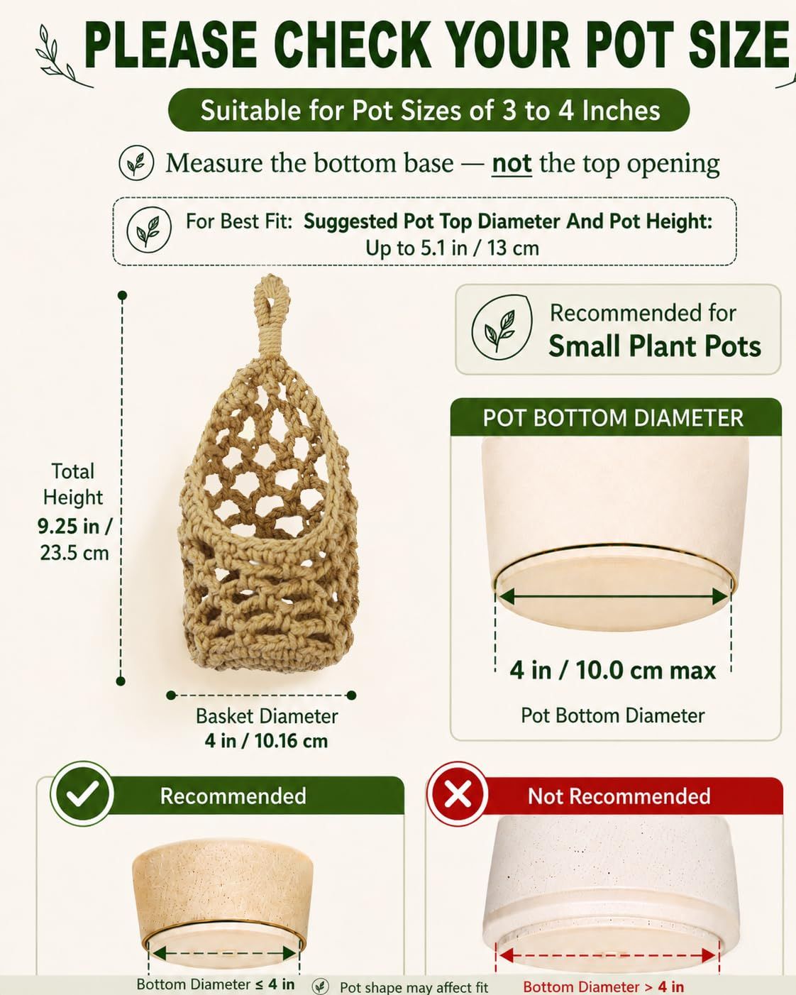 Handwoven Hanging Planter Set for 10 cm Pots – White