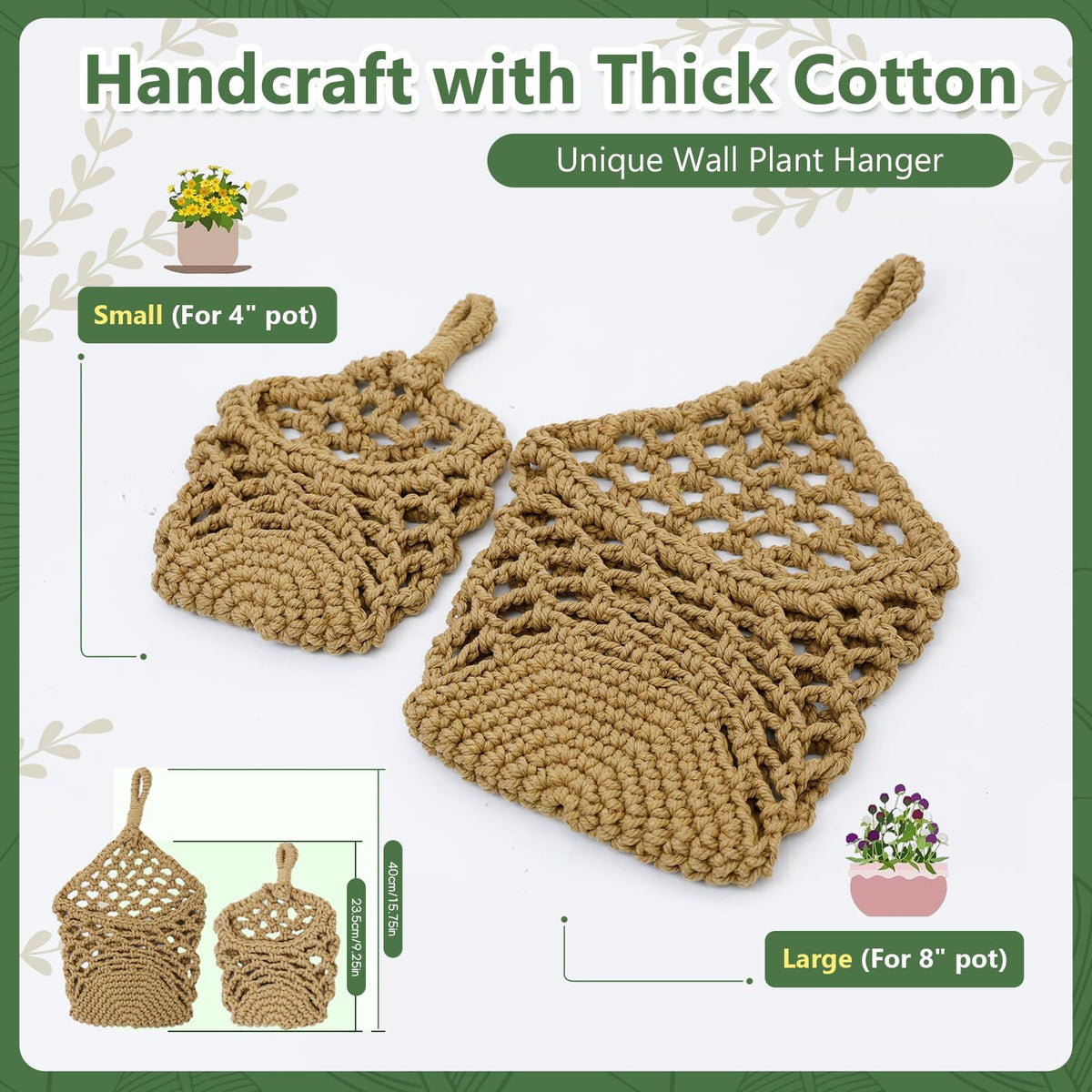 Handwoven Hanging Planter Set for 10 cm Pots – White