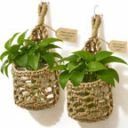 Handwoven Hanging Planter Set for 15 cm Pots – Black