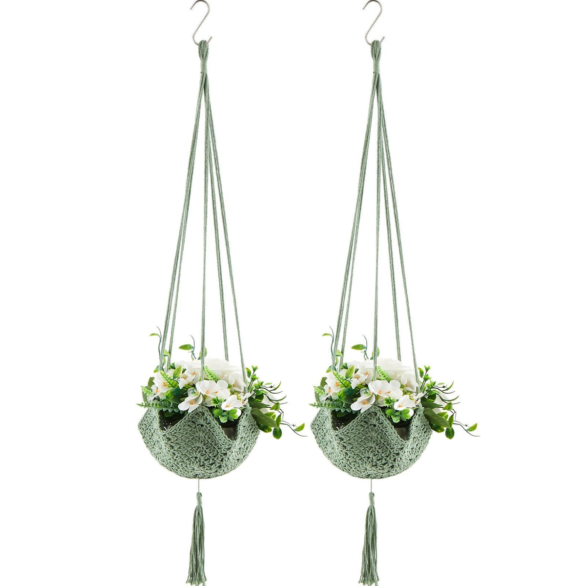Boho Macramé Plant Hangers, 100 cm – Pack of 2, Brown