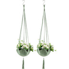 Boho Macramé Plant Hangers, 100 cm – Pack of 2, Green