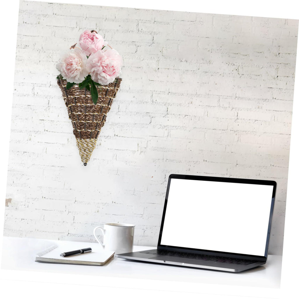 Triangle Iron Wall Planter Baskets, Vintage Woven Look – Pack of 2