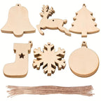 DIY Wooden Christmas Tree Ornaments Craft Set – 60 Pieces