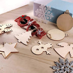DIY Wooden Christmas Tree Ornaments Craft Set – 60 Pieces