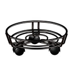 Rolling Iron Plant Stand on Wheels, 32 cm – Black