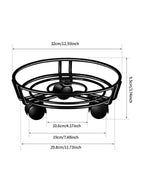 Rolling Iron Plant Stand on Wheels, 32 cm – Black
