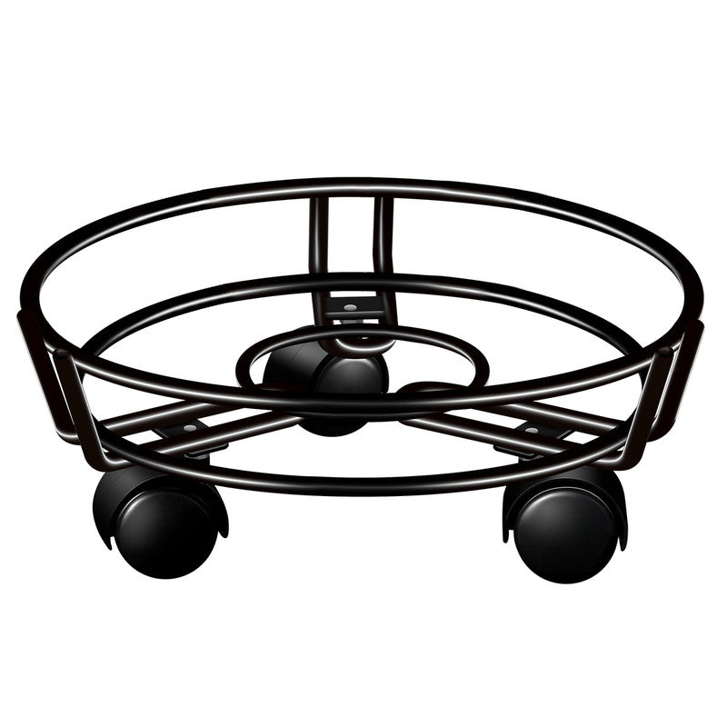 Rolling Iron Plant Stand on Wheels, 27.5 cm – Black