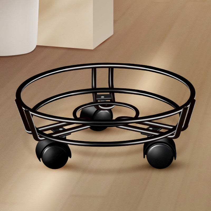 Rolling Iron Plant Stand on Wheels, 27.5 cm – Black