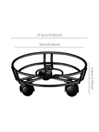 Rolling Iron Plant Stand on Wheels, 27.5 cm – Black