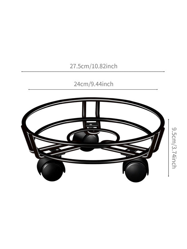Rolling Iron Plant Stand on Wheels, 27.5 cm – Black