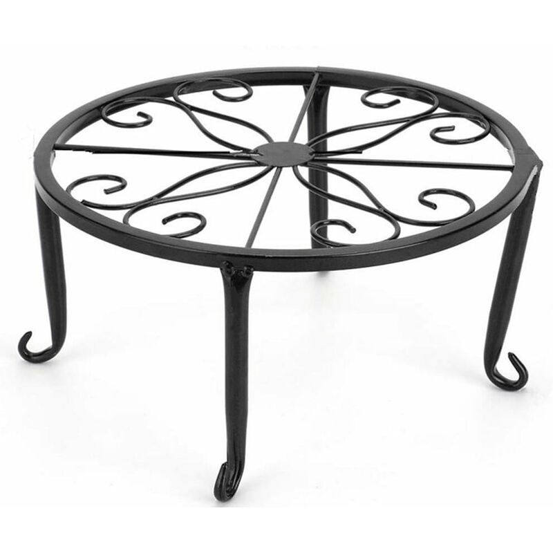 Wrought Iron Plant Pot Stand, 23 cm Rust-Resistant – Black