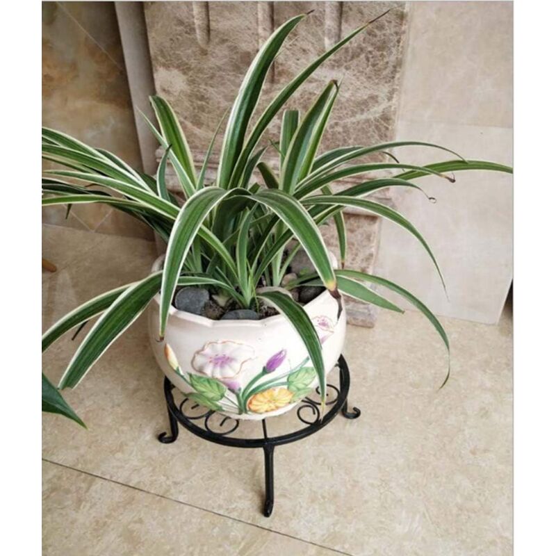 Wrought Iron Plant Pot Stand, 23 cm Rust-Resistant – Black