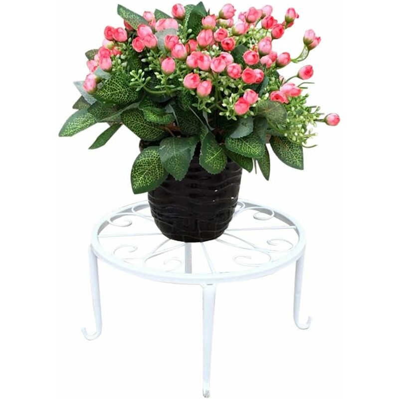 Wrought Iron Plant Pot Stand, 23 cm Rust-Resistant – White