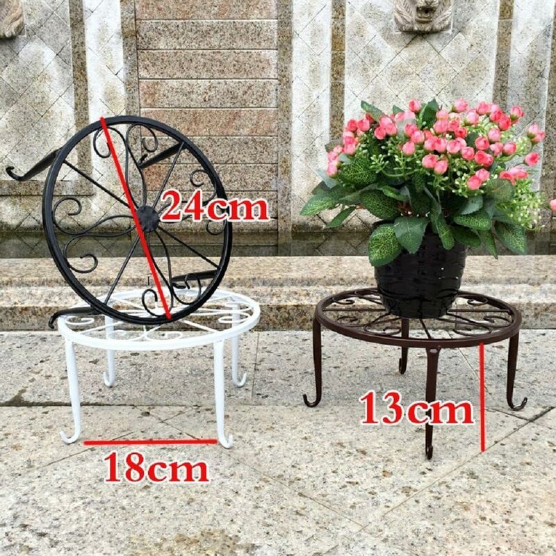 Wrought Iron Plant Pot Stand, 23 cm Rust-Resistant – White