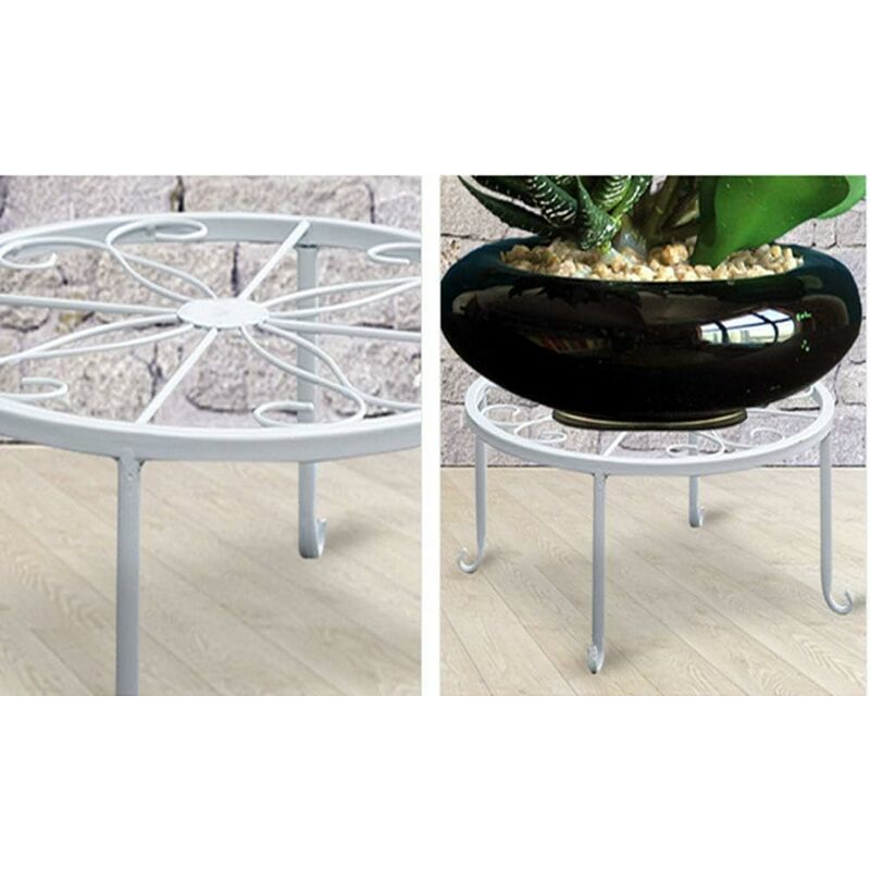 Wrought Iron Plant Pot Stand, 23 cm Rust-Resistant – White