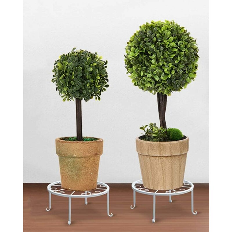 Wrought Iron Plant Pot Stand, 23 cm Rust-Resistant – White