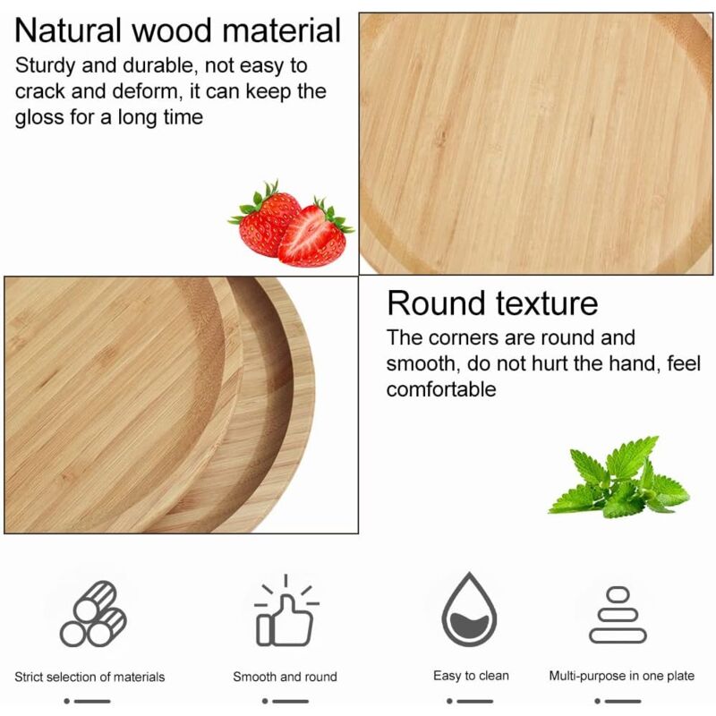 Round Bamboo Plant Saucers, 20 cm – Pack of 2