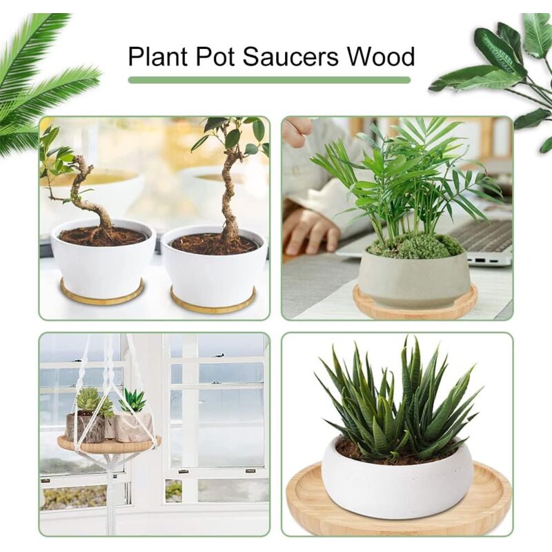 Round Bamboo Plant Saucers, 20 cm – Pack of 2