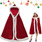 Women's Red Hooded Santa Cloak, One Size 120 cm