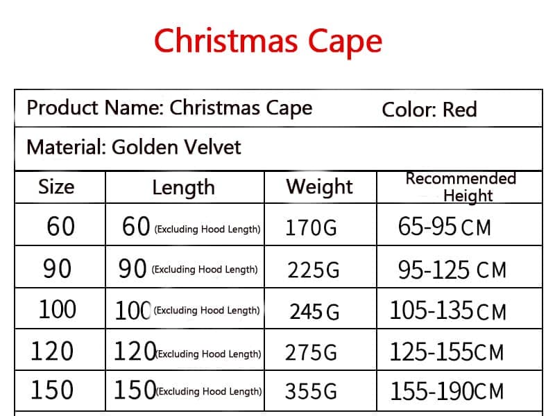 Women's Red Hooded Santa Cloak, One Size 120 cm