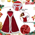 Women's Red Hooded Santa Cloak, One Size 120 cm