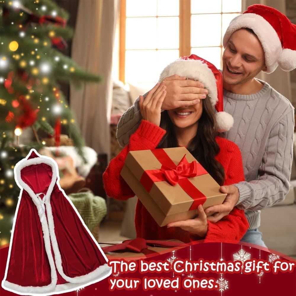 Women's Red Hooded Santa Cloak, One Size 120 cm