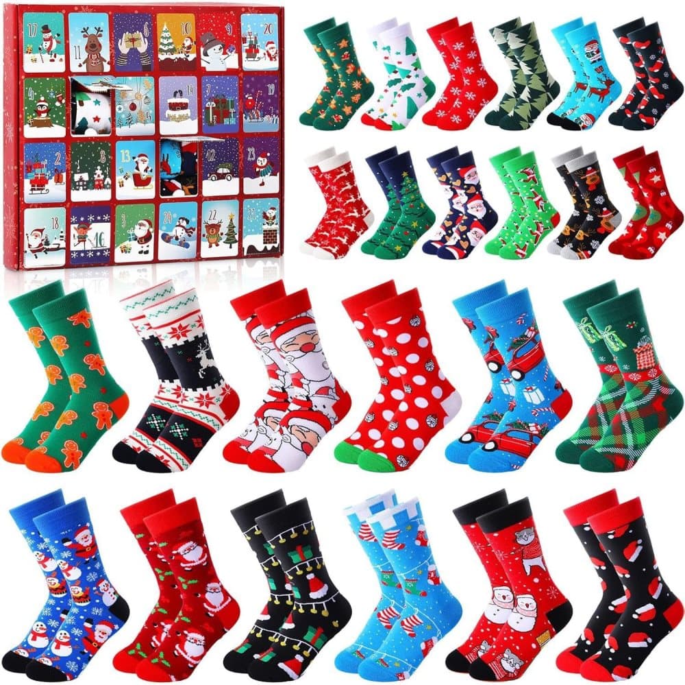 Christmas Socks Advent Calendar – 24 Pairs, Unisex