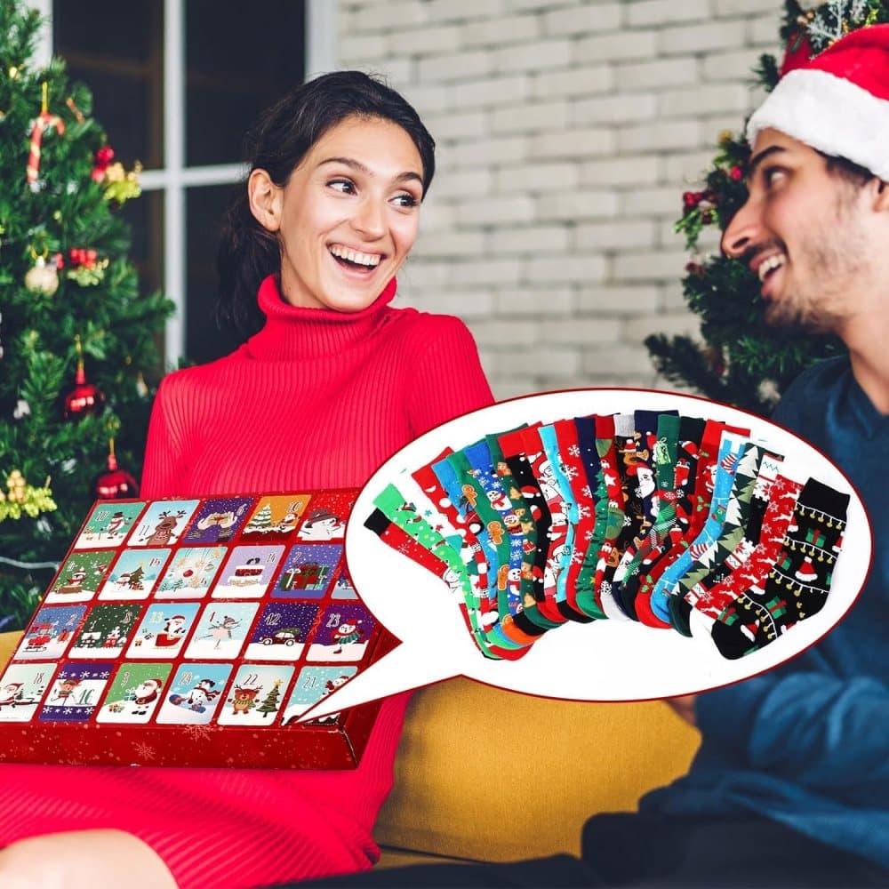 Christmas Socks Advent Calendar – 24 Pairs, Unisex