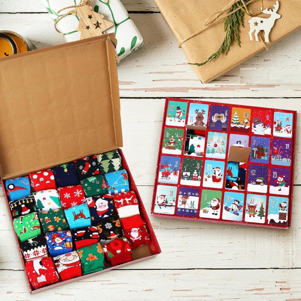Christmas Socks Advent Calendar – 24 Pairs, Unisex