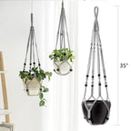 Boho Beaded Macramé Plant Hangers, 90 cm – Pack of 3, Grey