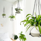 Boho Beaded Macramé Plant Hangers, 90 cm – Pack of 3, Grey
