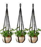 Boho Beaded Macramé Plant Hangers, 90 cm – Pack of 3, Black