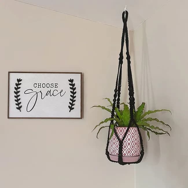 Boho Beaded Macramé Plant Hangers, 90 cm – Pack of 3, Black