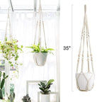 Boho Beaded Macramé Plant Hangers, 90 cm – Pack of 3, White