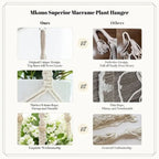 Boho Beaded Macramé Plant Hangers, 90 cm – Pack of 3, White