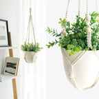 Boho Beaded Macramé Plant Hangers, 90 cm – Pack of 3, White