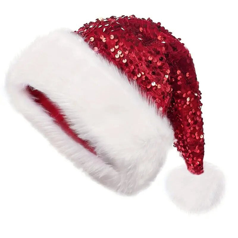 Adult Velvet Plush Santa Hat, Lined