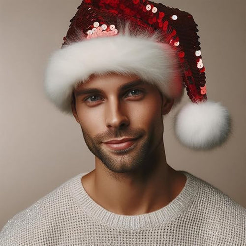Adult Velvet Plush Santa Hat, Lined