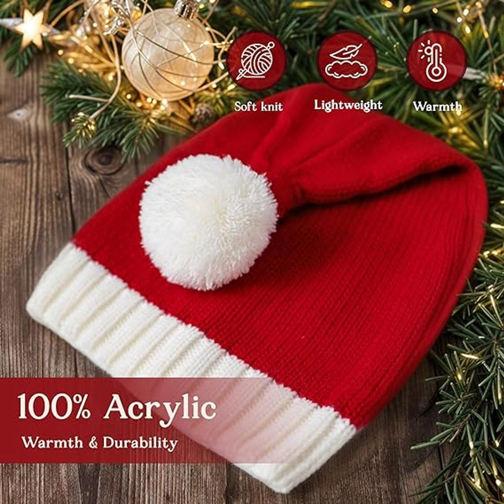 Knitted Long Santa Hat, Washable