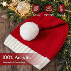 Knitted Long Santa Hat, Washable