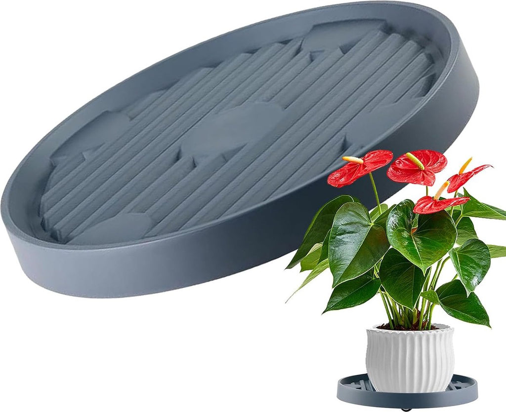 Rolling Plant Caddy, 19.3 cm Round Saucer with 4 Wheels – Dark Grey
