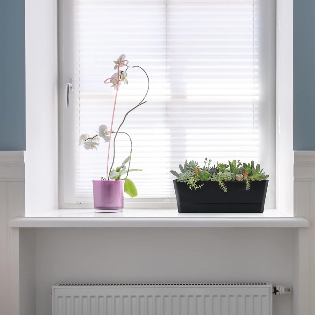 Rectangular Balcony Planters with Drip Tray, 30 cm – 3 Pack