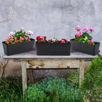 Rectangular Balcony Planters with Drip Tray, 30 cm – 3 Pack