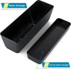 Rectangular Balcony Planters with Drip Tray, 30 cm – 3 Pack