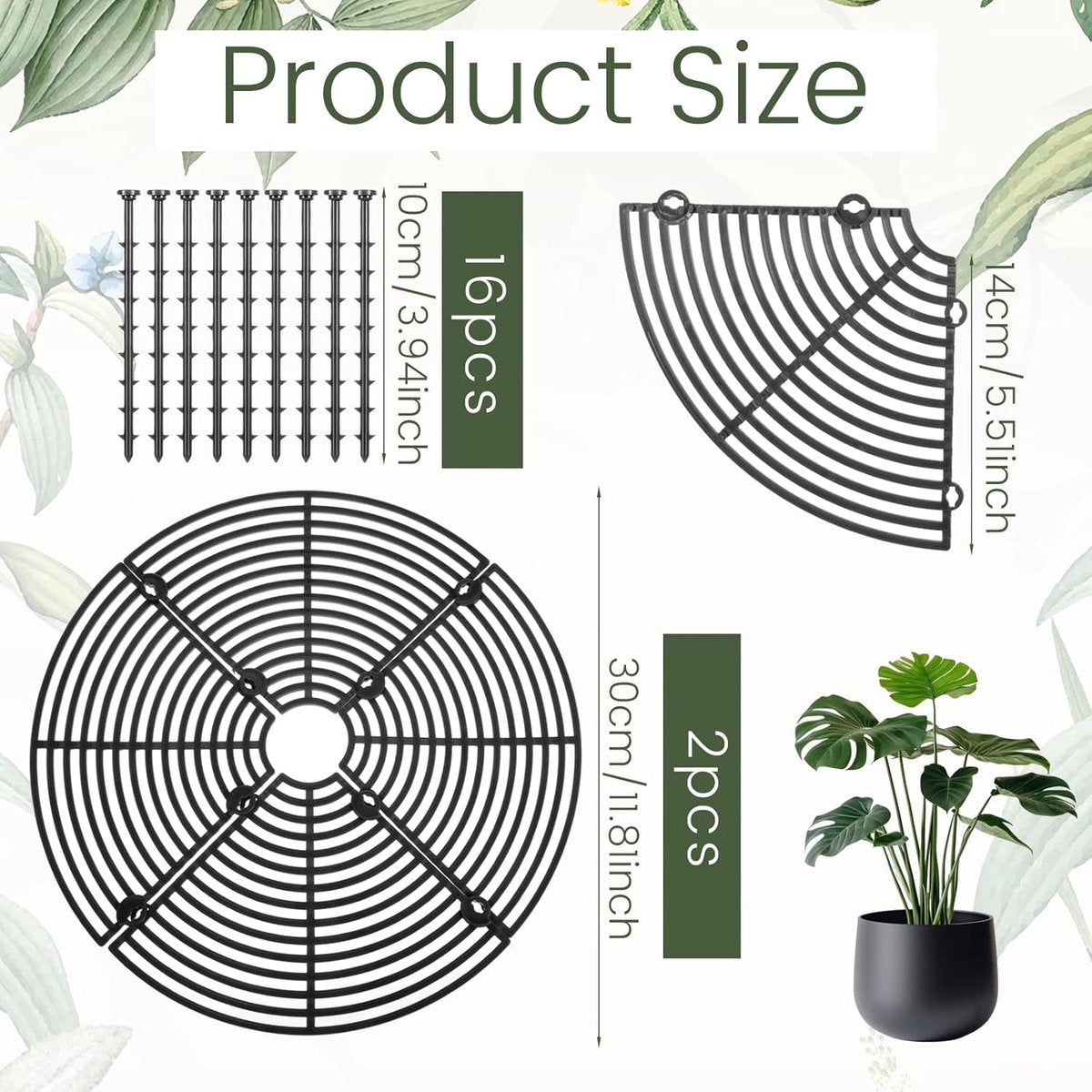 Pet-Proof Plant Pot Grid Covers, 30 cm – Set of 2 (Alt.)