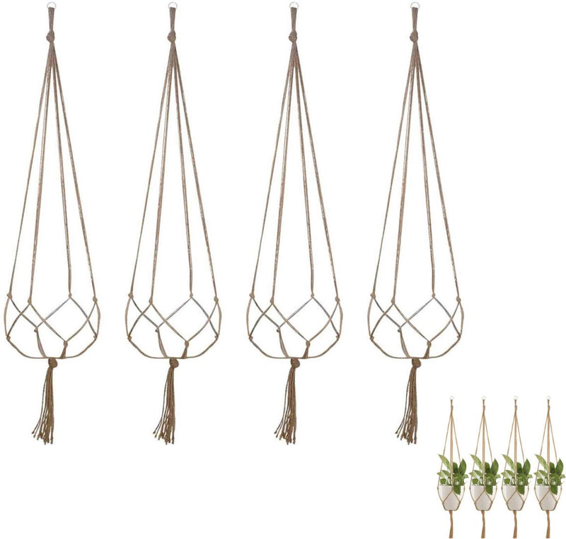 Macramé Plant Hangers, 90 cm Cotton – Pack of 4