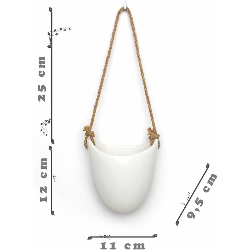 White Ceramic Wall Hanging Pots – Set of 3