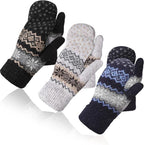 Knitted Winter Gloves, Unisex Style C – 3 Pairs